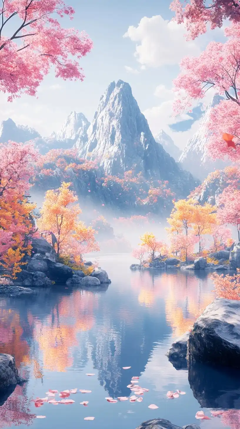 Fantasy Landscape Reflection Midjourney提示词