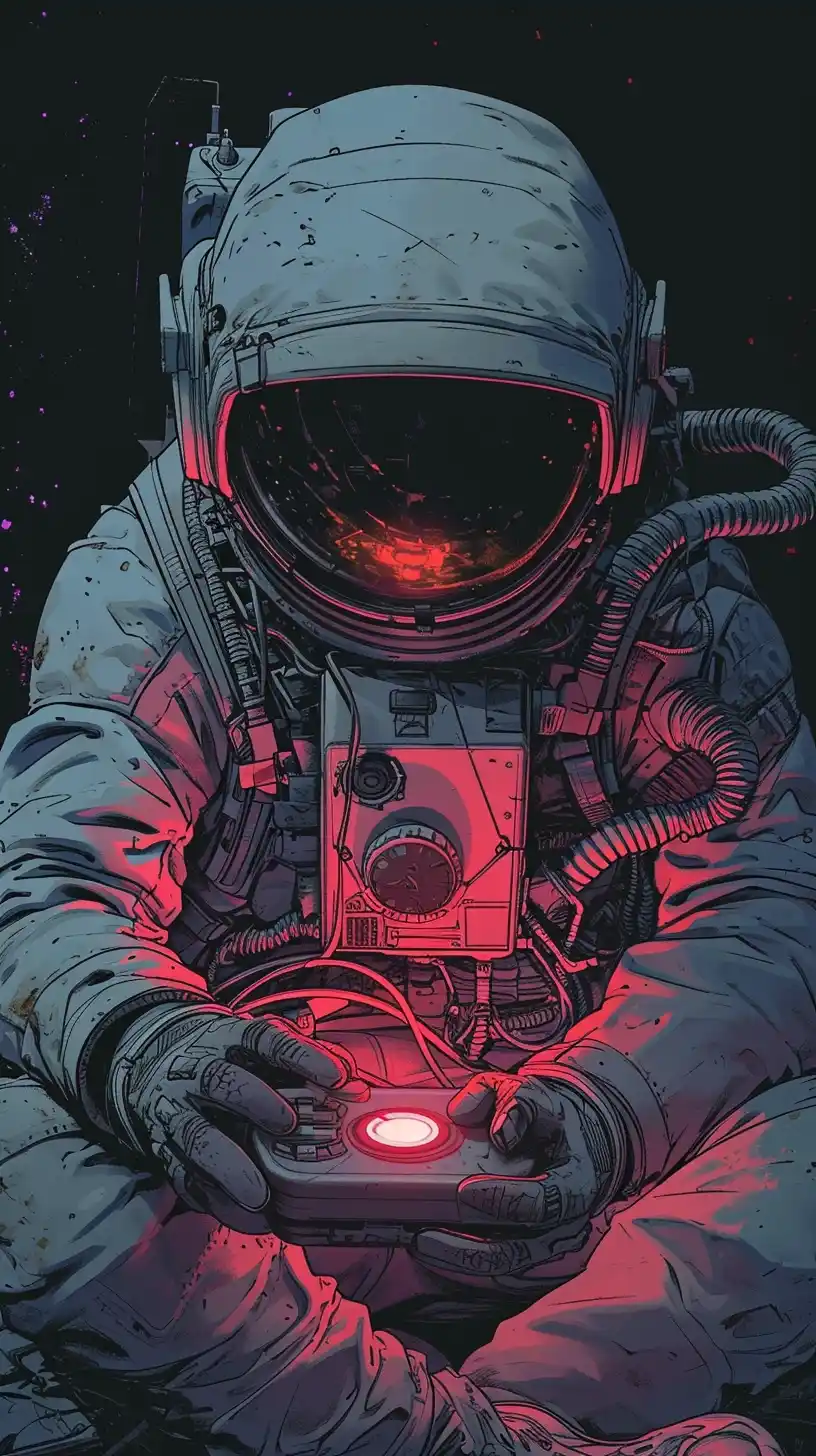 Cyberpunk Astronaut with Joystick Midjourney提示词