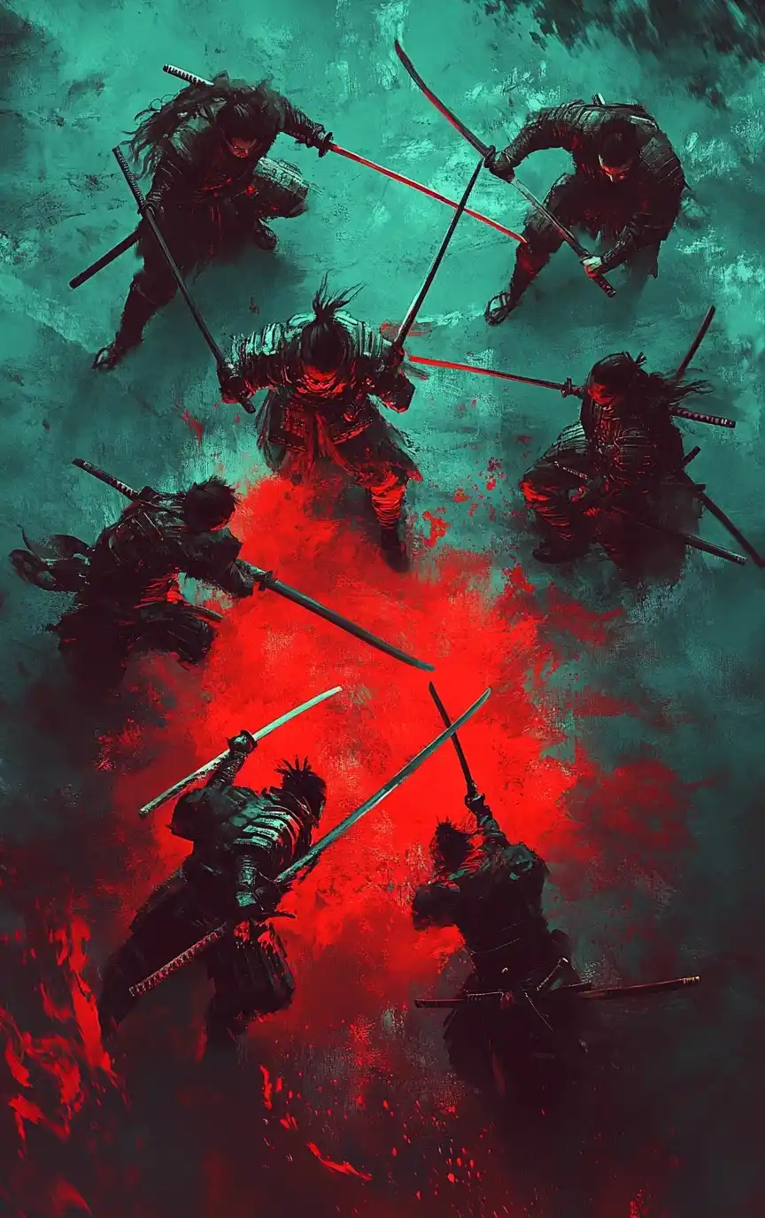 Samurai Battle Fantasy Midjourney提示词