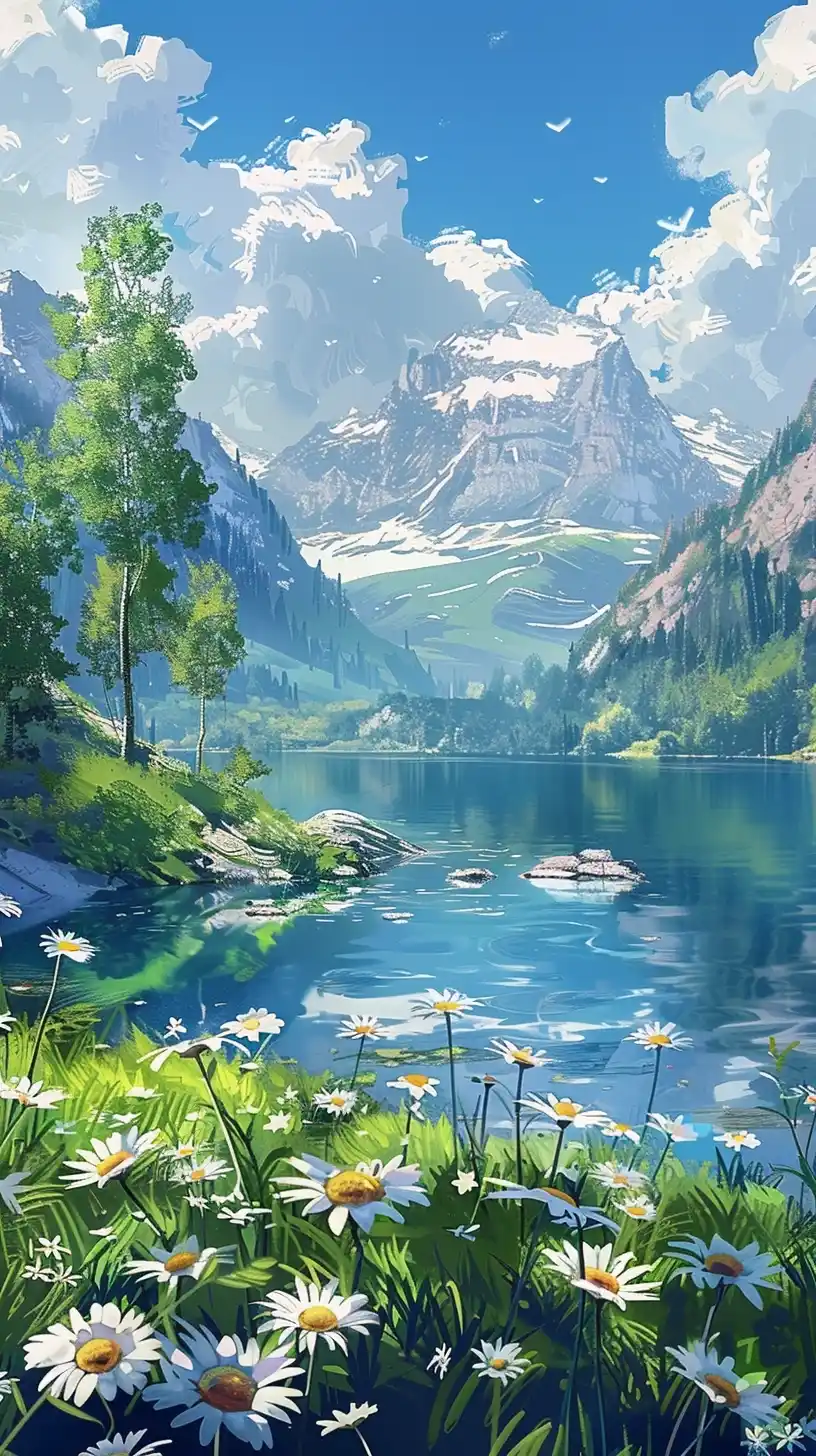 Sci-Fi Lake Landscape Midjourney 提示词生成效果