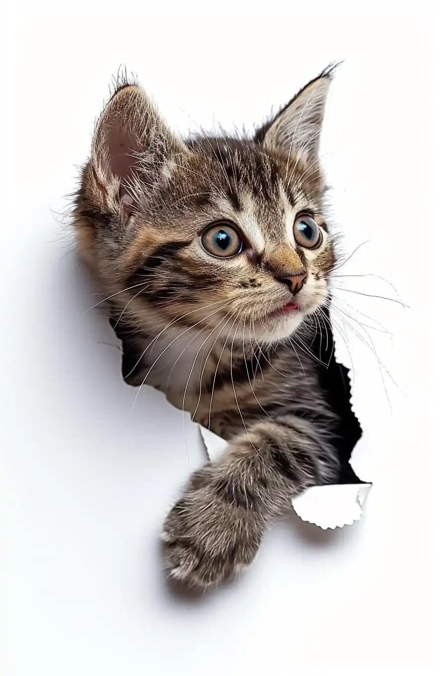 Cutout Kitten Sticker Portrait Midjourney提示词