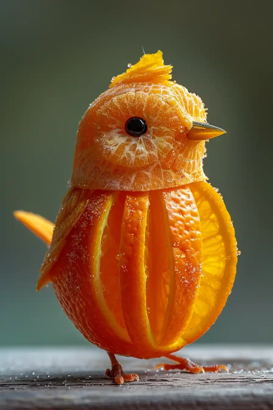 Orange Bird Slice Art Midjourney提示词