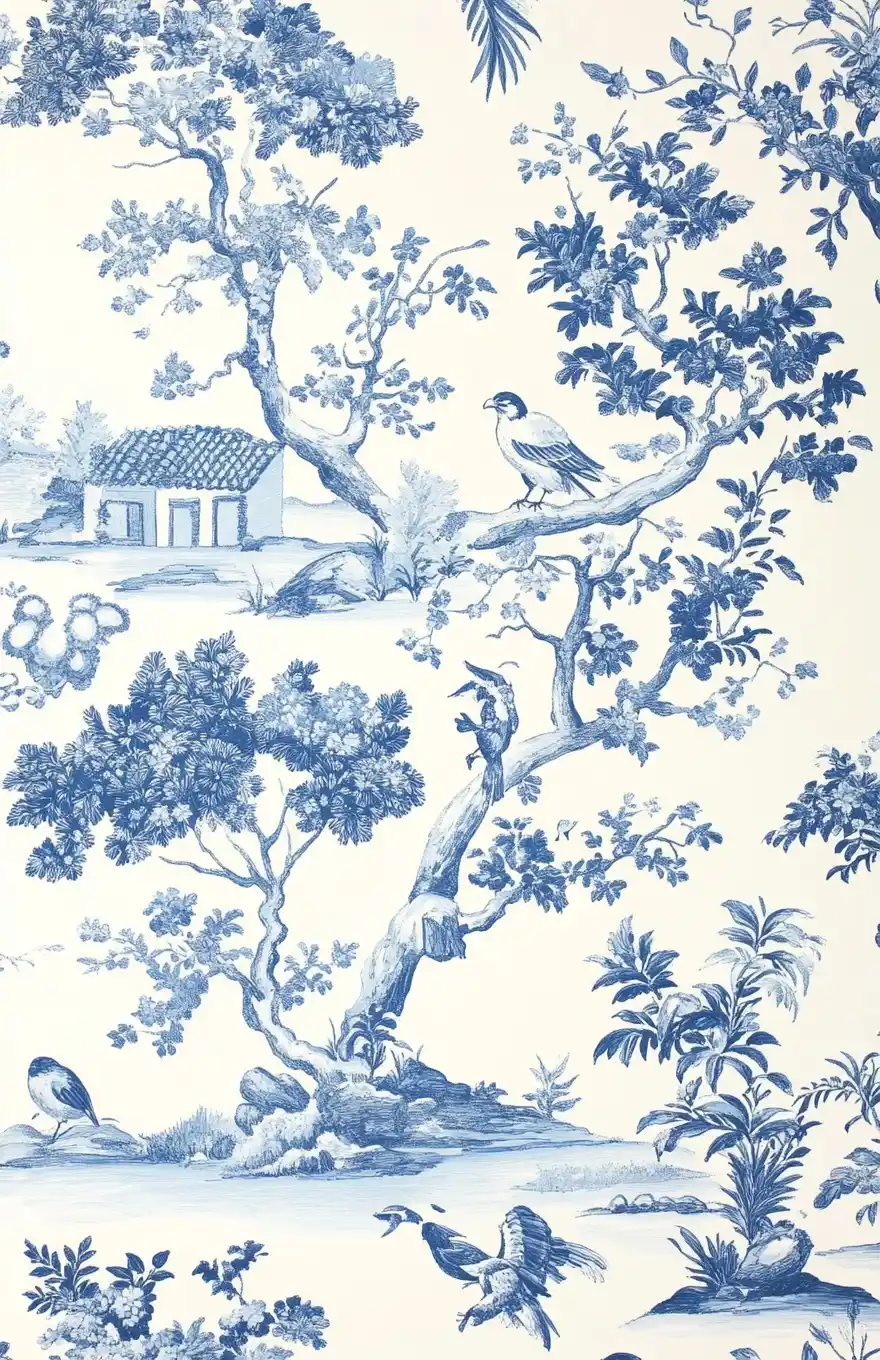 Toile de Jouy Seaside Scenes Midjourney提示词
