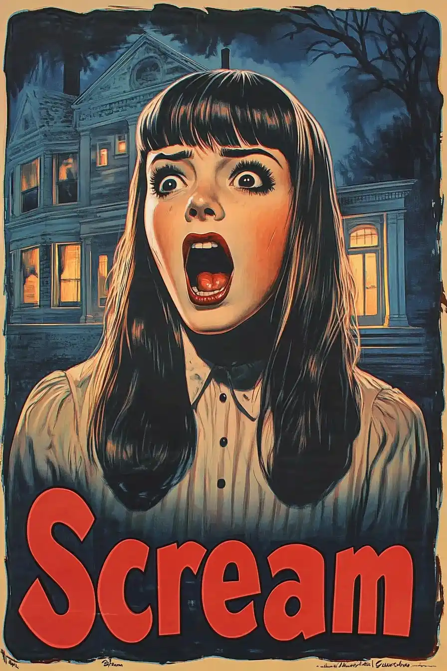 Vintage Horror Film Poster Midjourney提示词