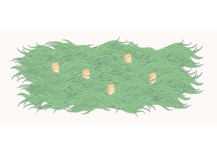 手绘流动青草背景矢量