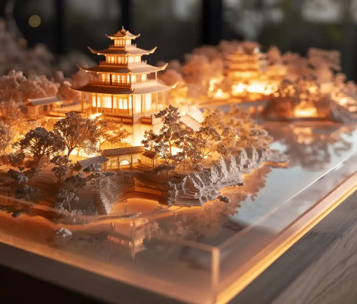Ink Chinese Garden Map Midjourney提示词