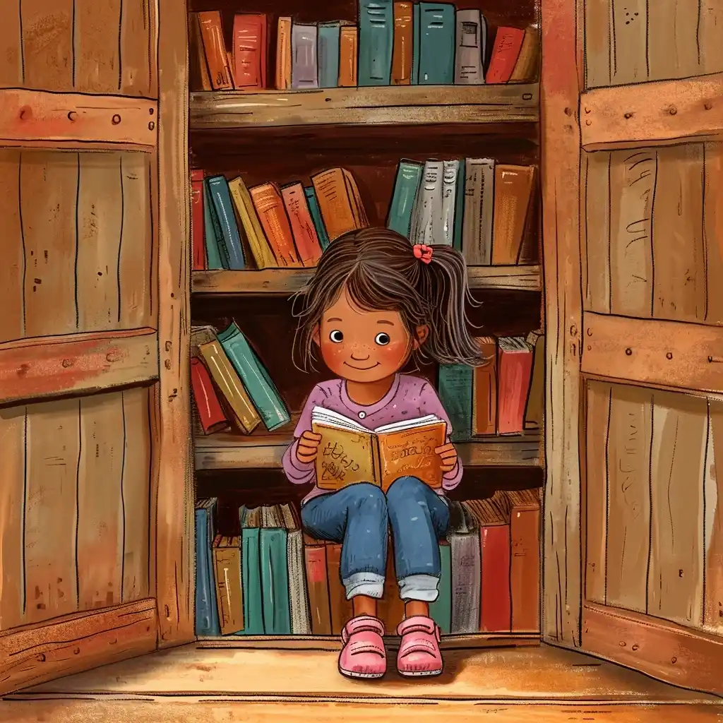 Joyful Bookworm in Closet Midjourney提示词