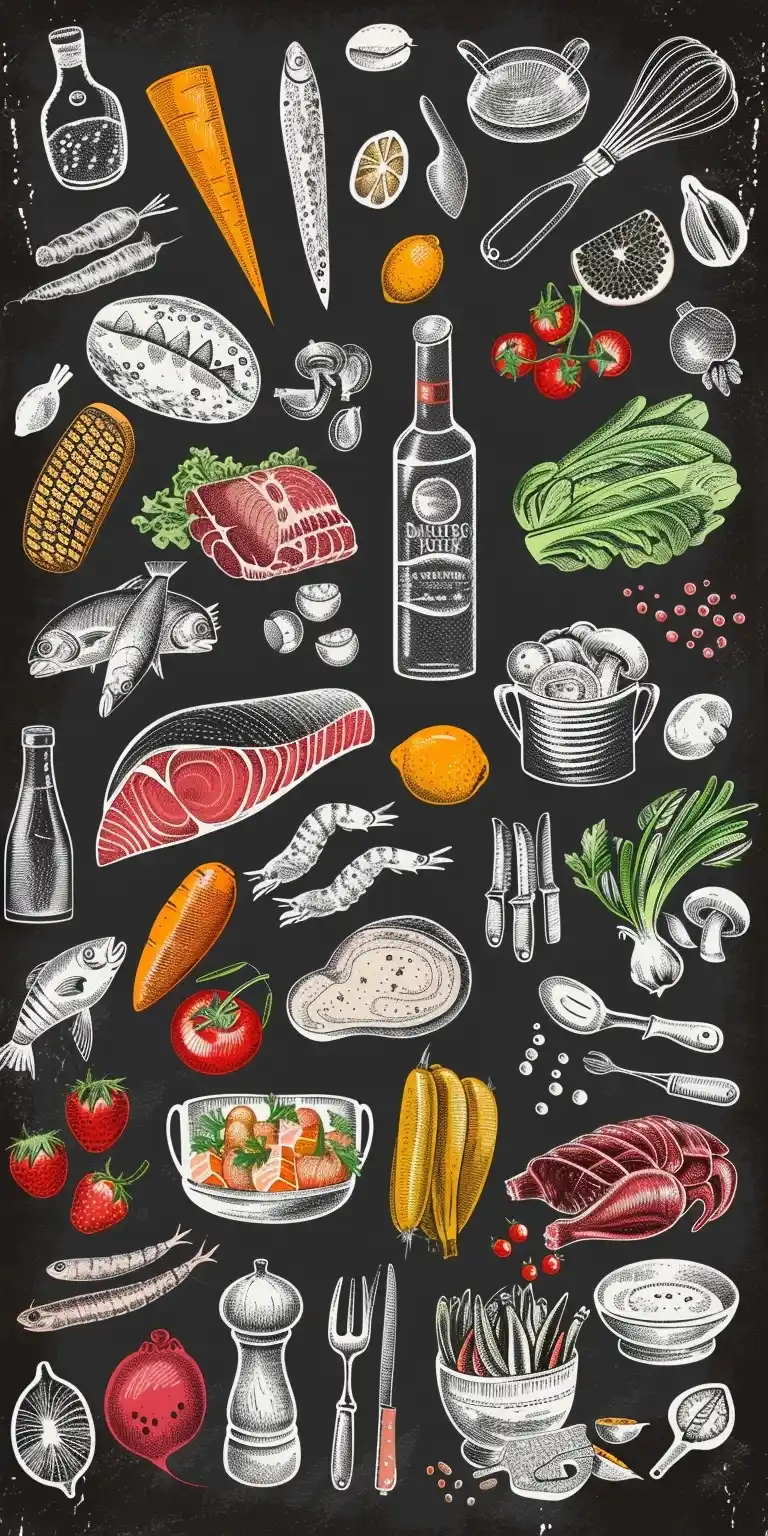 Hand-Drawn Culinary Collection Midjourney 提示词生成效果