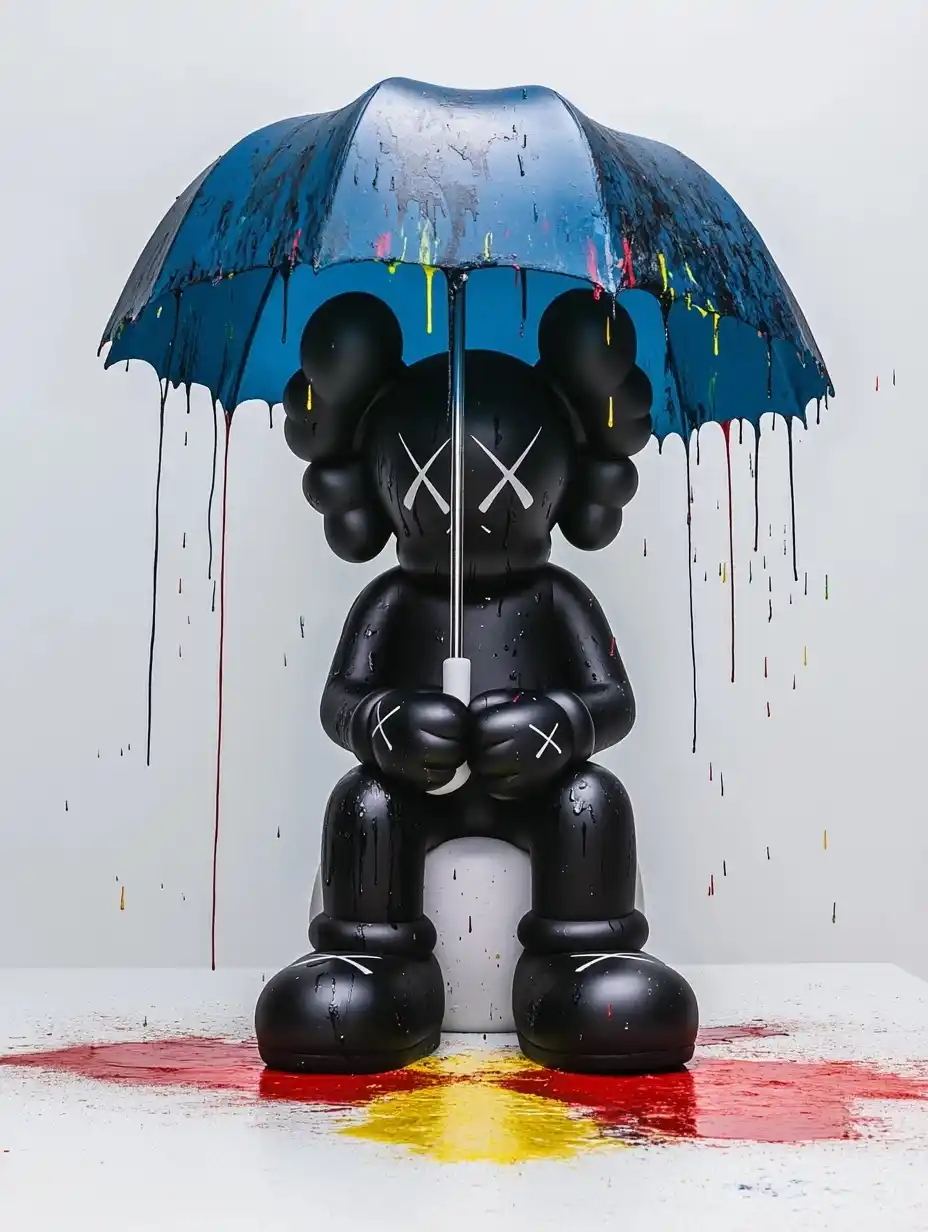 Black KAWS with Umbrella Midjourney提示词