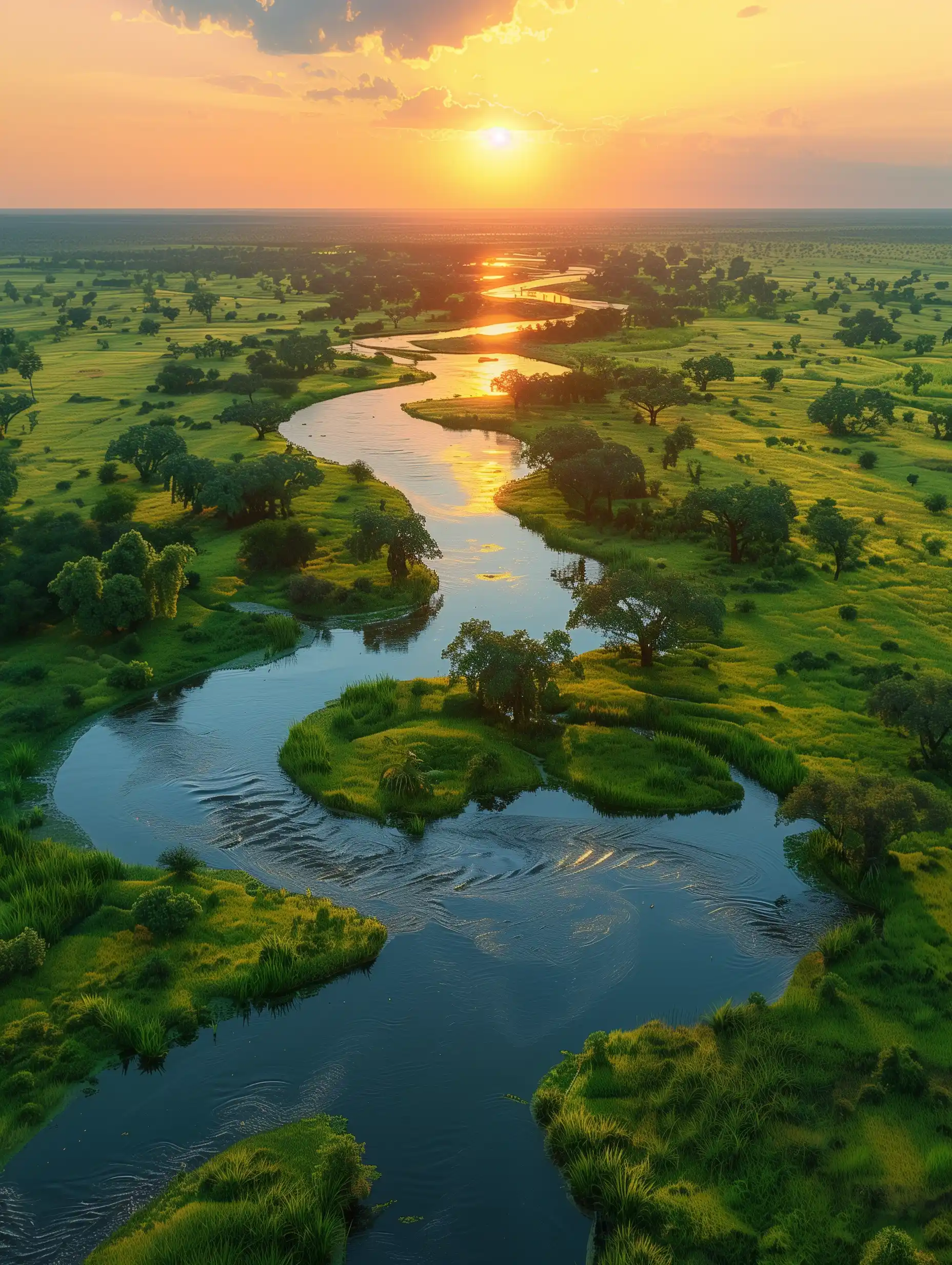 Savanna Rivers Aerial View Midjourney提示词