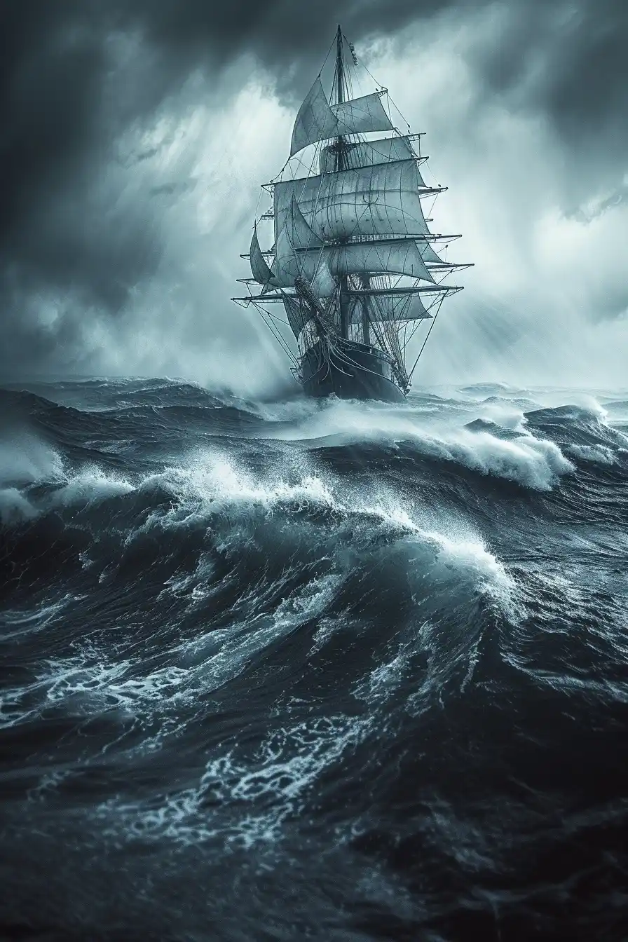 Moody Leica Ship Seascape Midjourney提示词