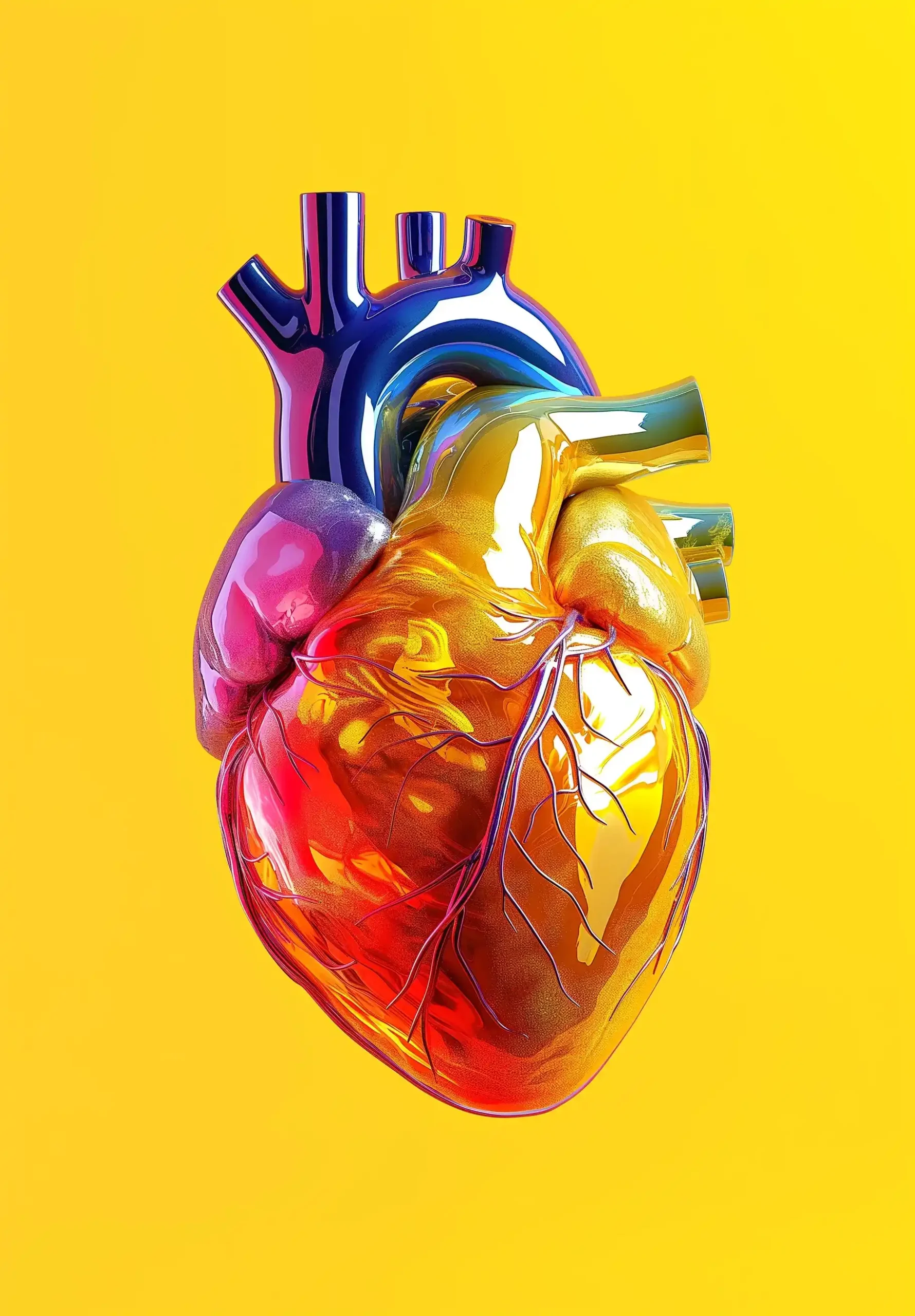 Colorful Heart Sculpture Floats Midjourney提示词