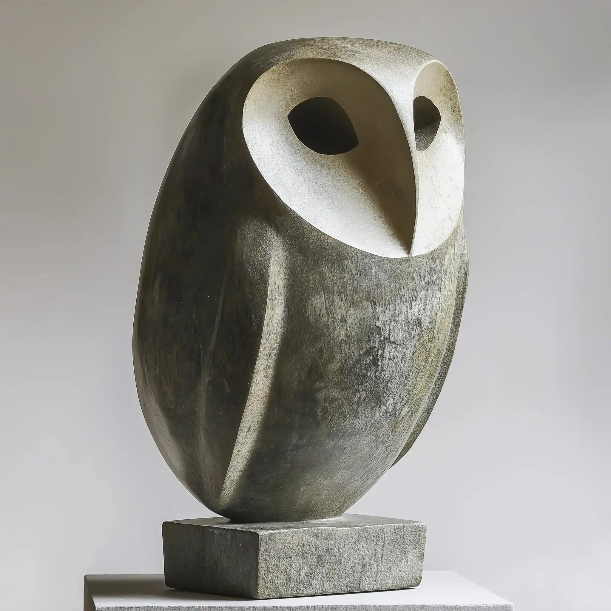 Minimalist Owl Sculpture Gallery Midjourney提示词