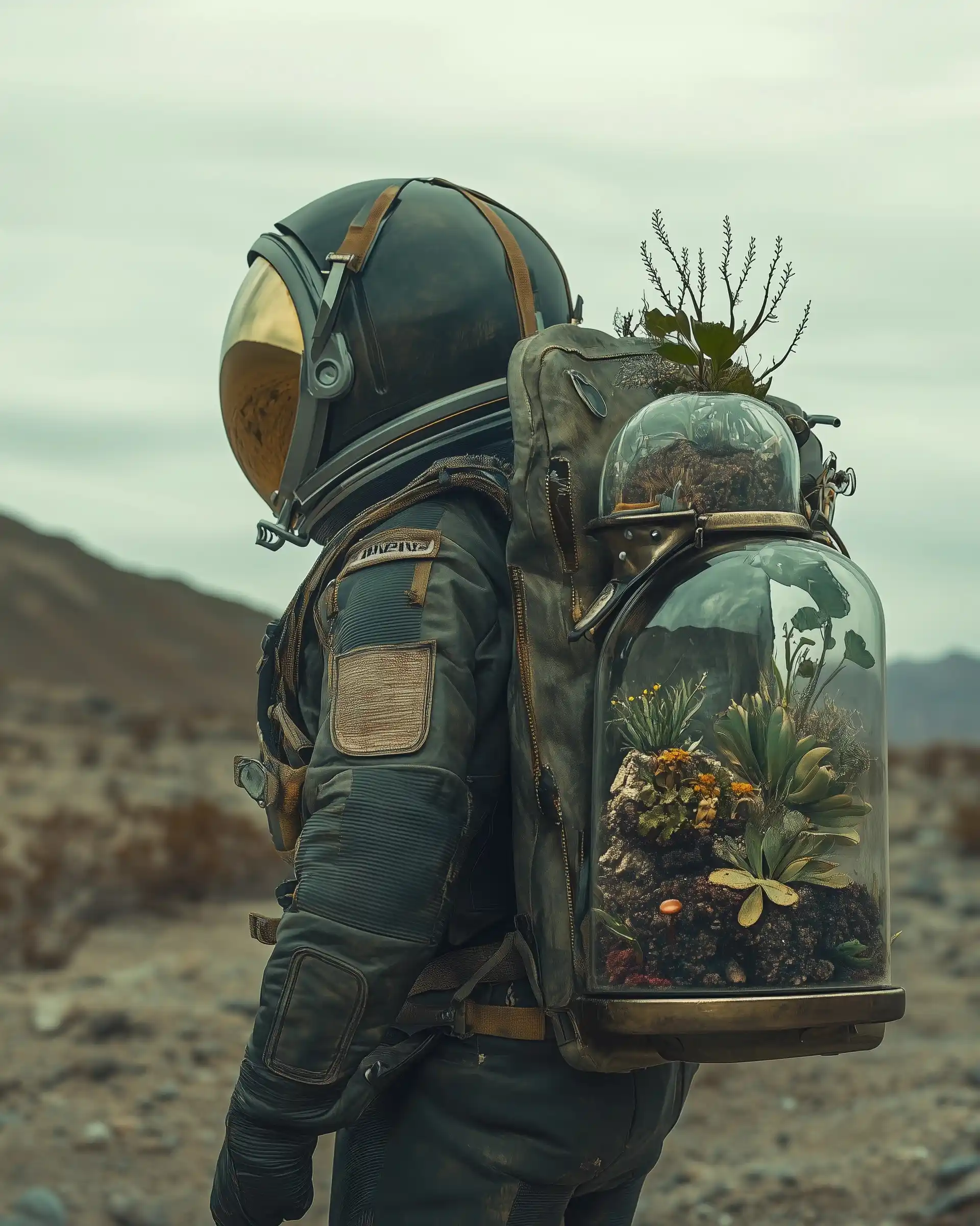 Retro Astronaut in Desert Midjourney提示词