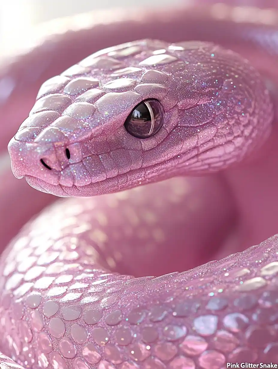 3D Pink Glitter Snake Midjourney提示词