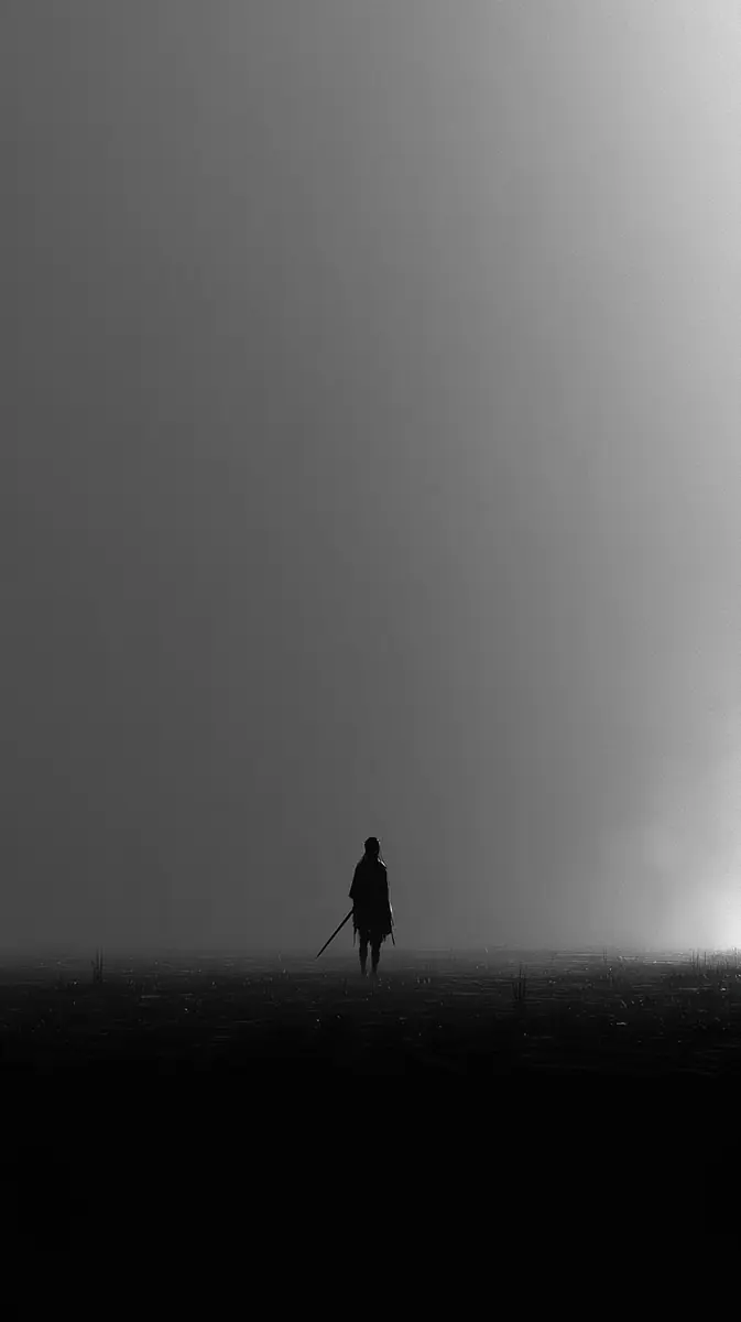 Minimalist Dark Gray Silhouette Midjourney提示词