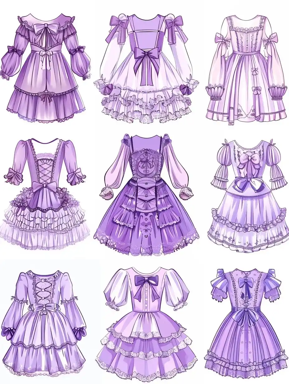 Anime Dress Designs Midjourney提示词