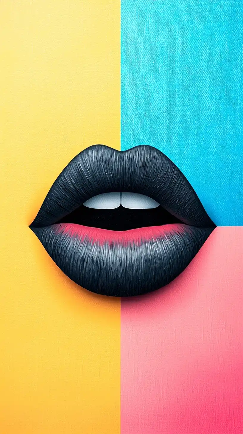 Black Lips with Gradient Background Midjourney提示词