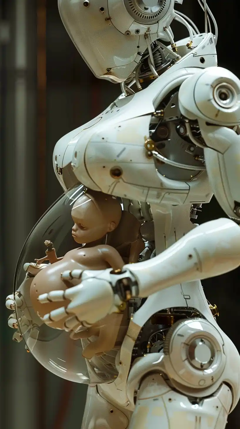 Albino Robot Pregnancy – Uhl Style Midjourney提示词