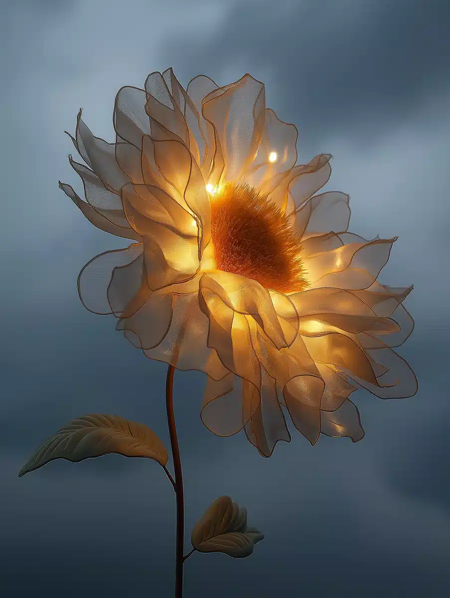 Chiffon Sunflower Moon Bloom Midjourney提示词