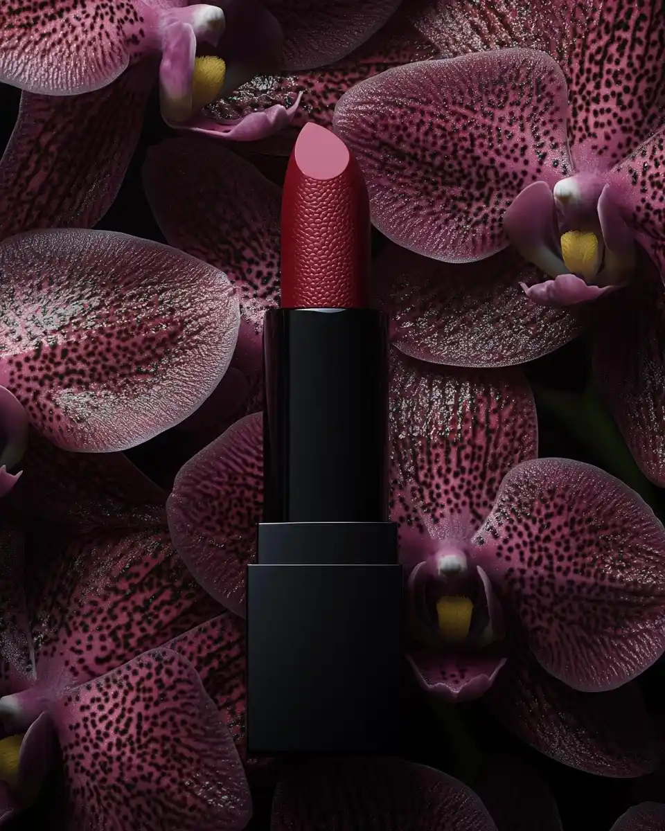 Liquid Lipstick with Orchids Midjourney提示词