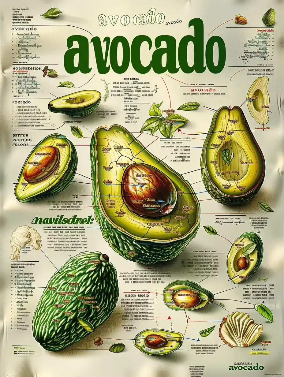 Botanic Avocado Poster Midjourney提示词