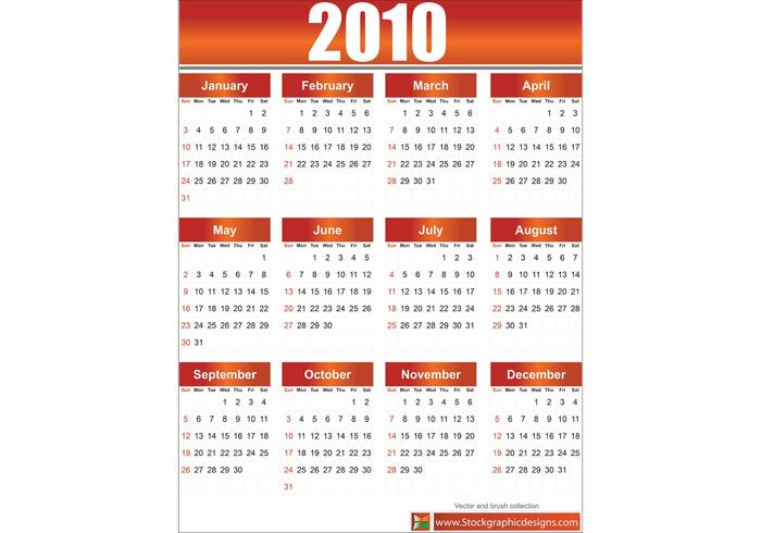 2010免费矢量日历