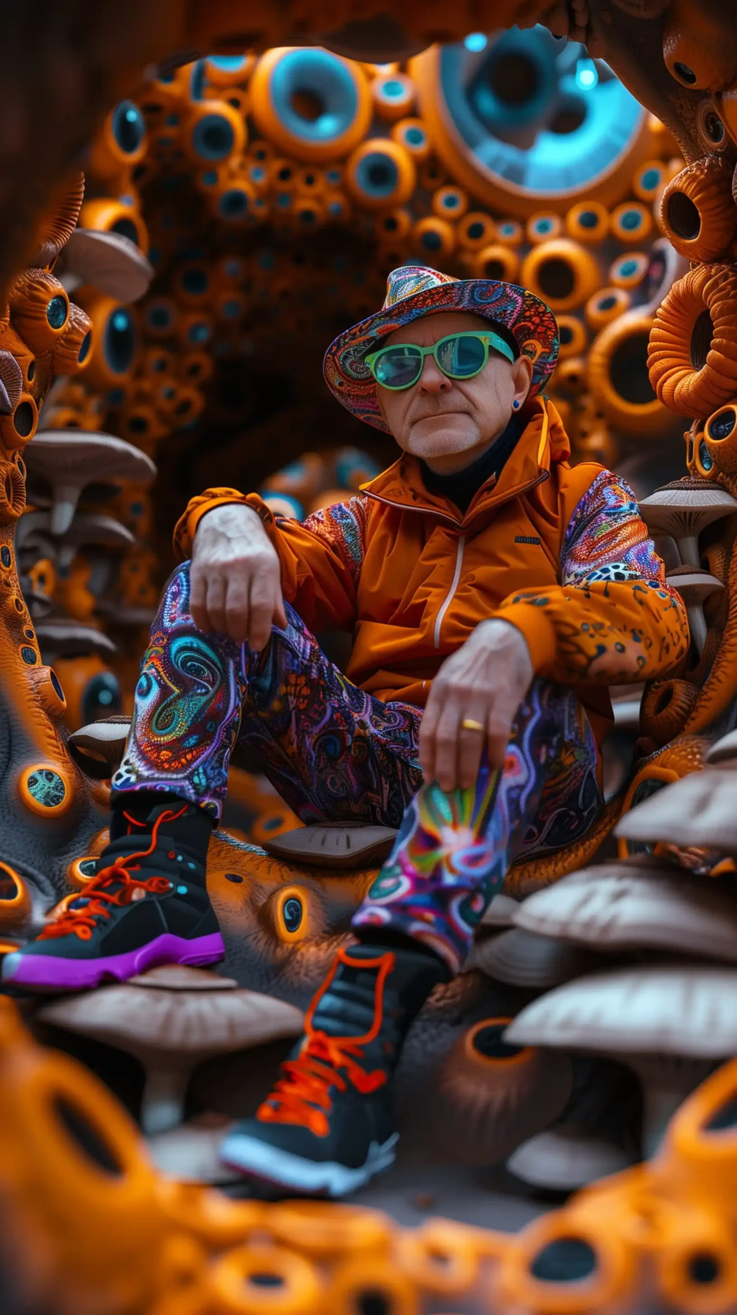 Street Self-Portrait Psychedelic Airbrush Art Midjourney提示词