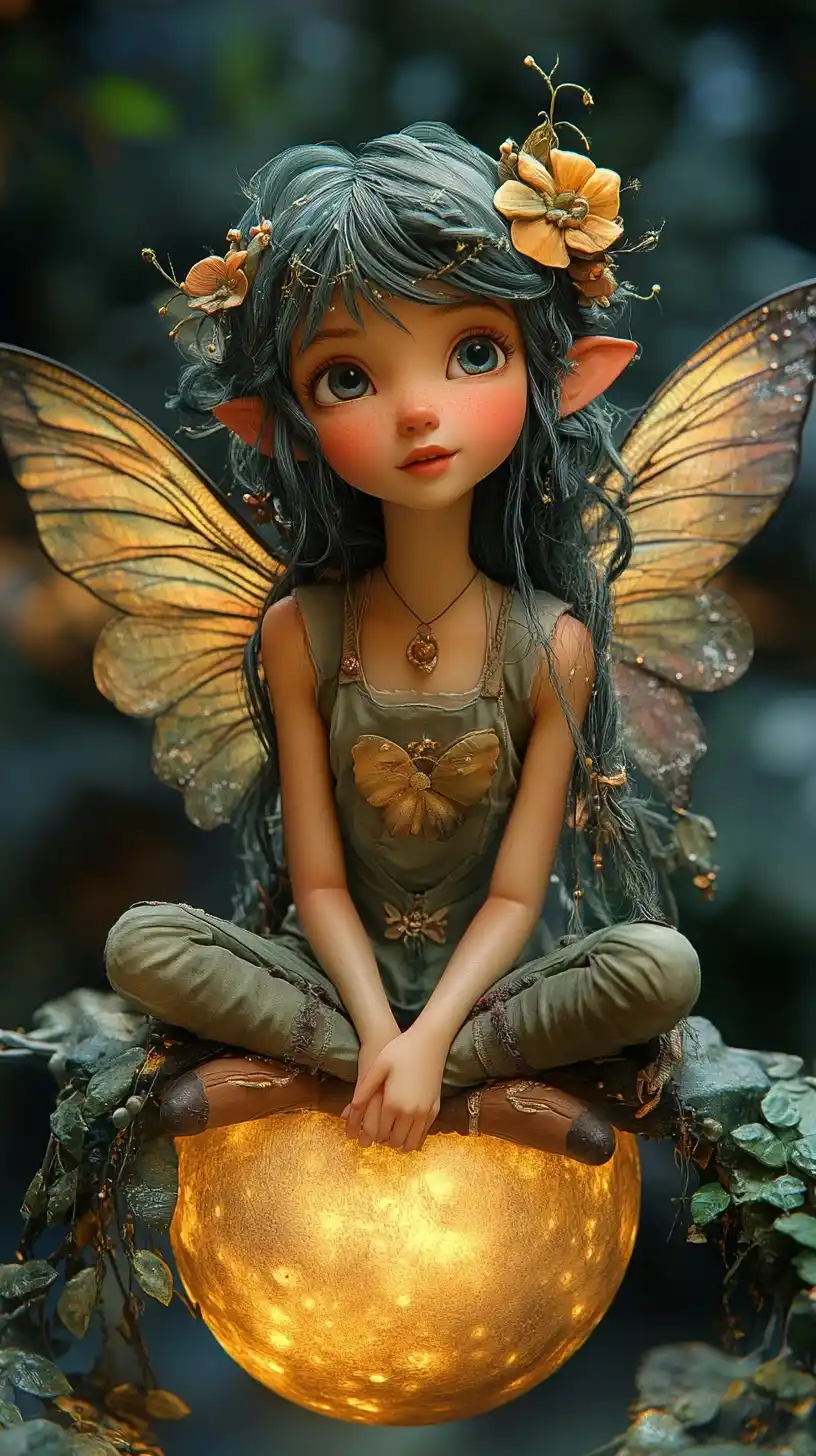 Fairy on Crescent Moon Midjourney提示词