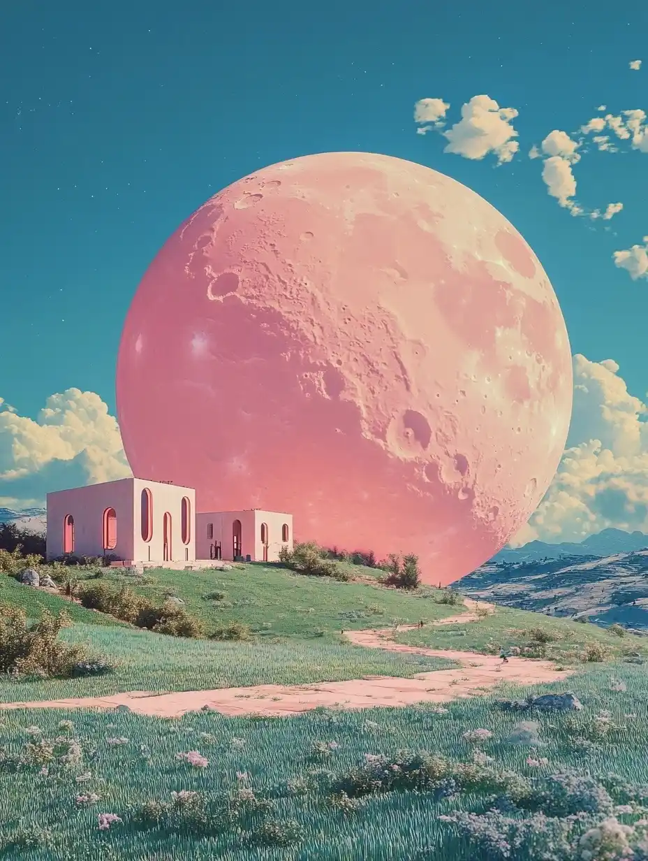 Wes Anderson Moonlit Landscape Midjourney提示词