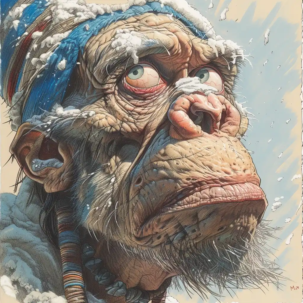 Pharaoh Yeti in Snow Midjourney提示词