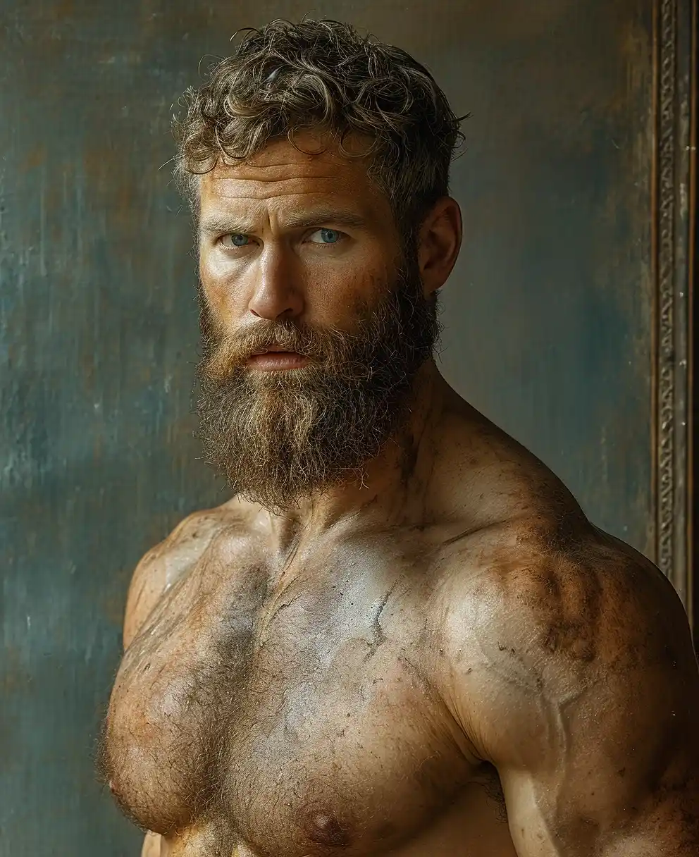 Bearded Man Romantic Clay Midjourney提示词