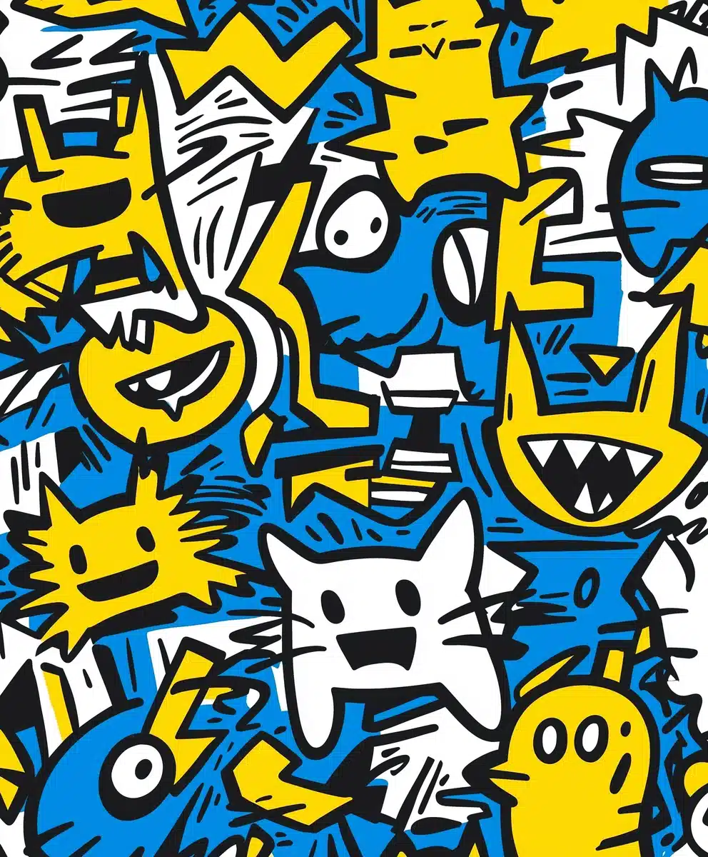 Doodle Faces and Creatures Midjourney提示词