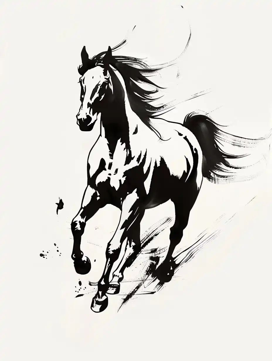 Minimalist Horse Silhouette Midjourney提示词