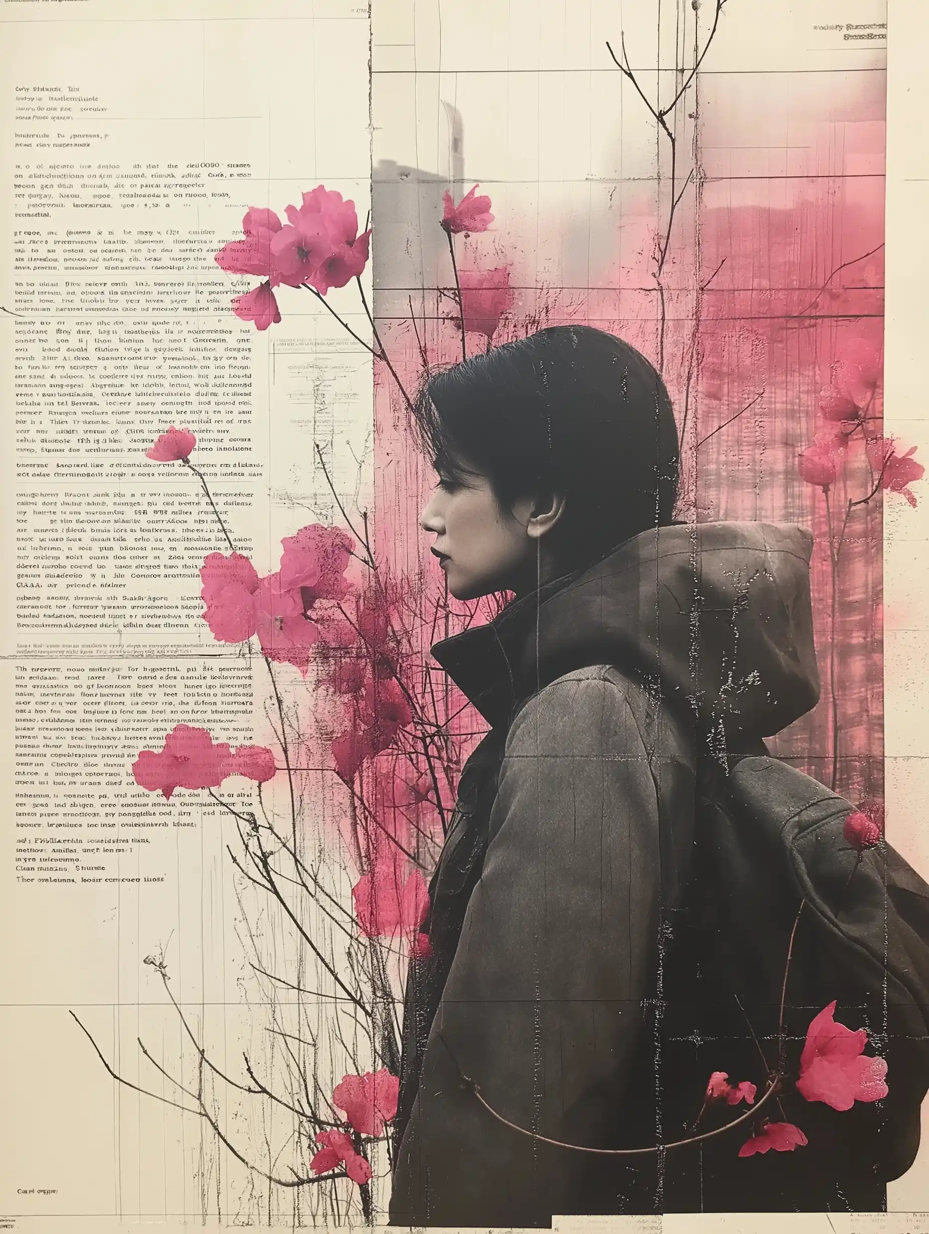 Postcard Sketch Collage Midjourney提示词