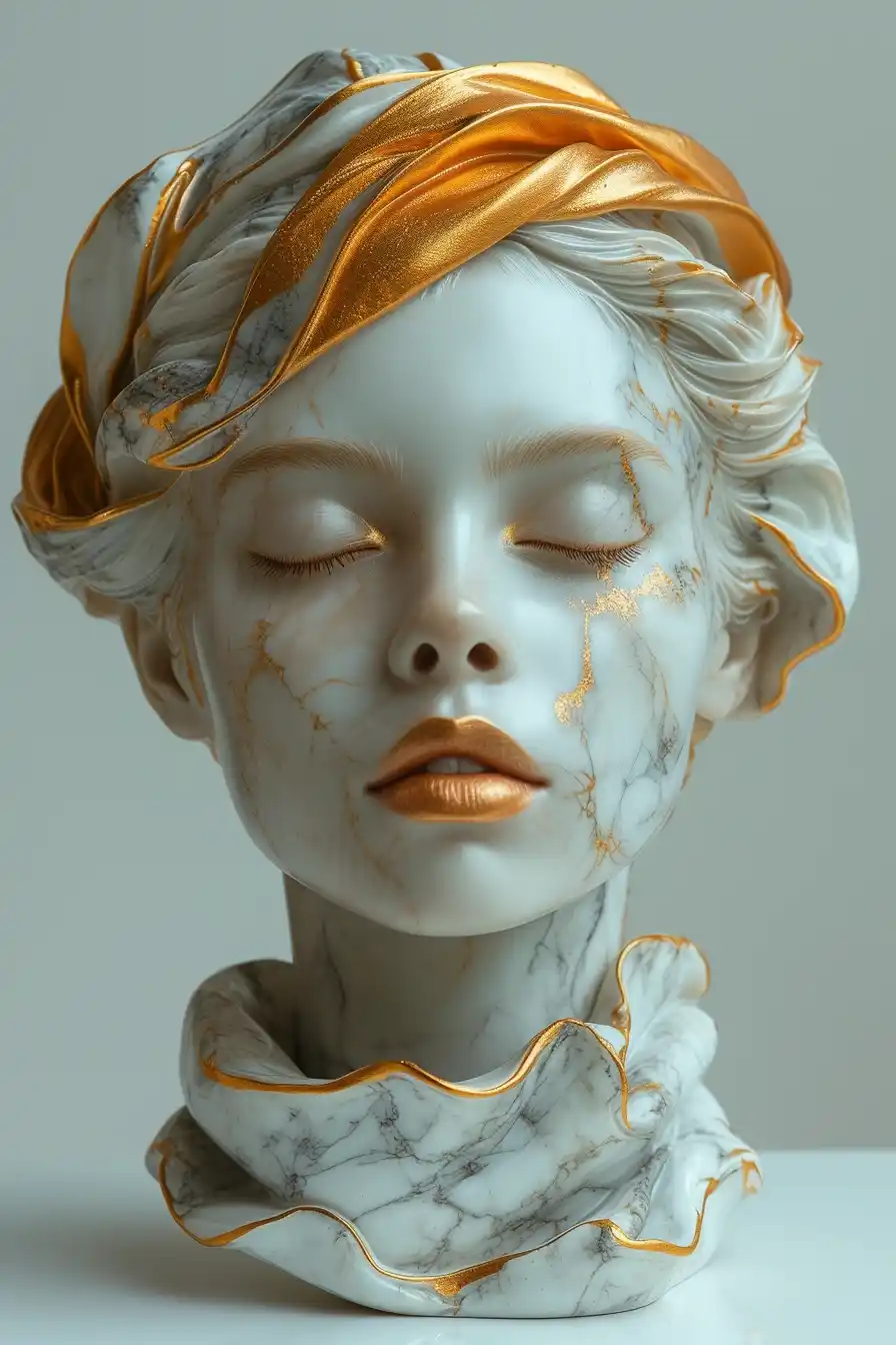 Golden Woman on Marble Midjourney提示词