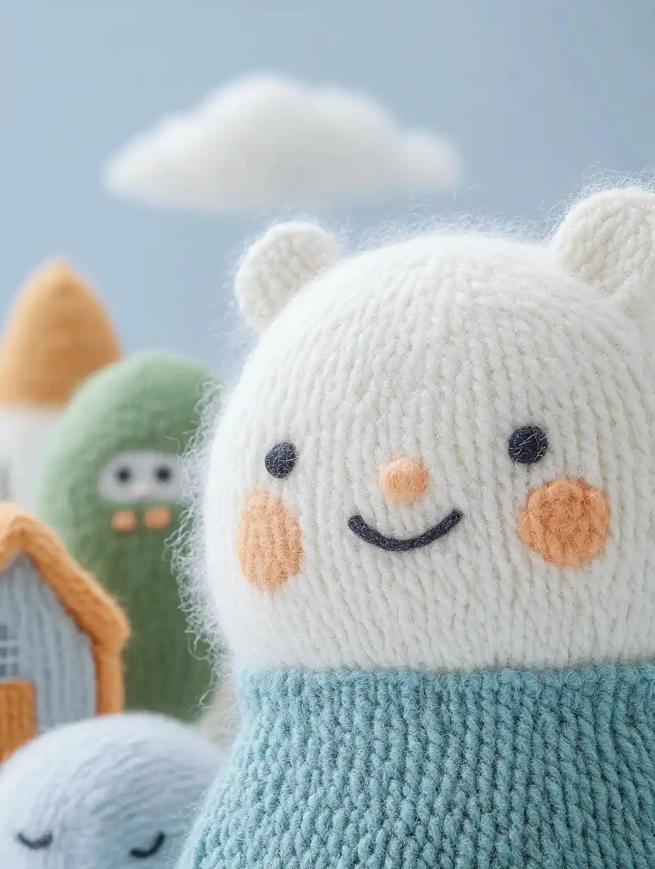 Cloudy Shops in Felt Midjourney提示词