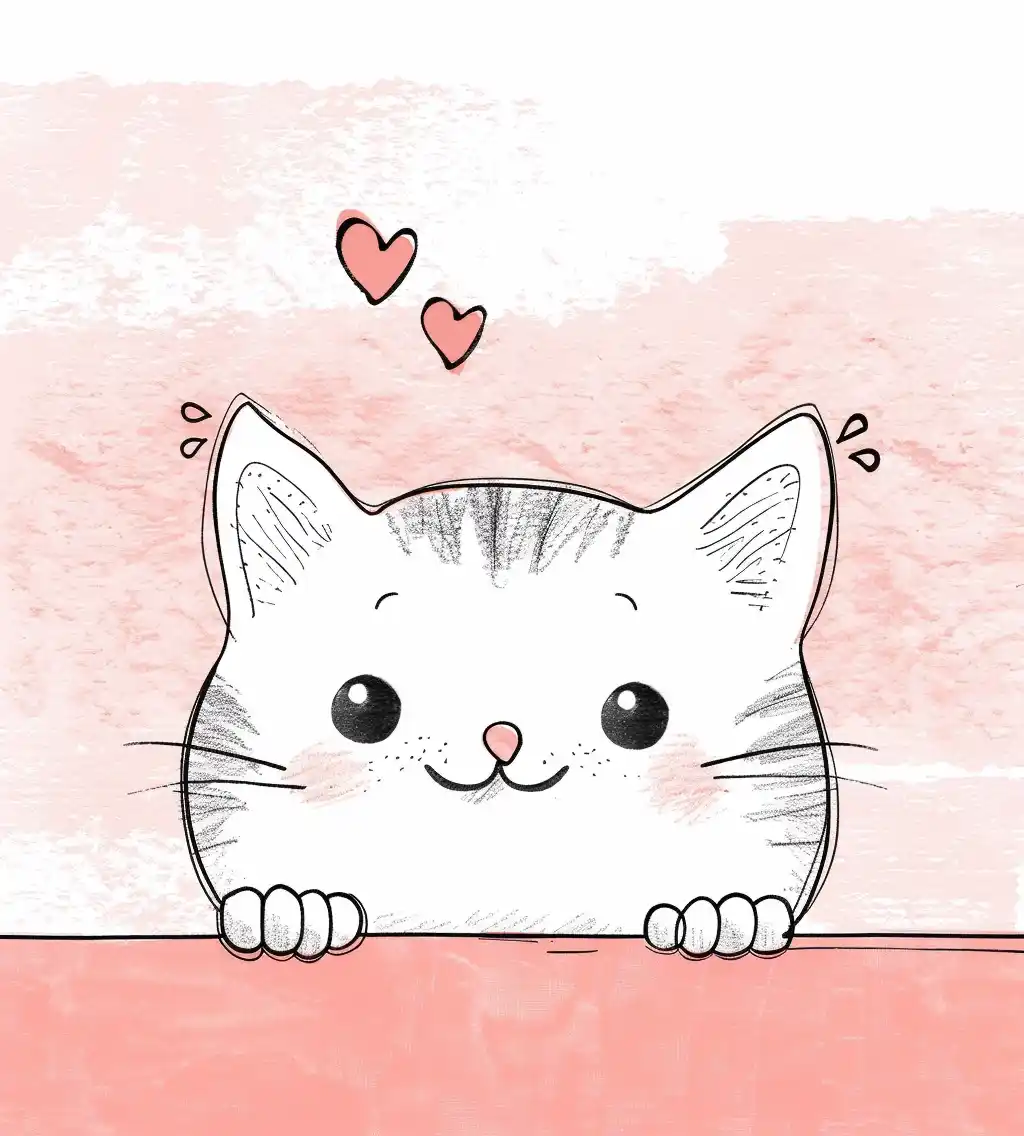 Crayon Cat Doodle Cutie Midjourney提示词