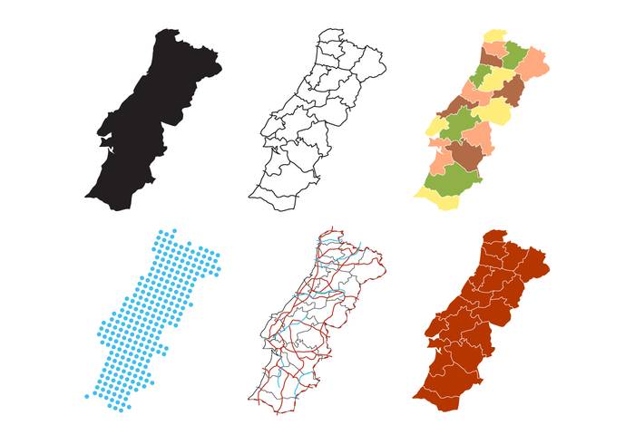 葡萄牙地图矢量
