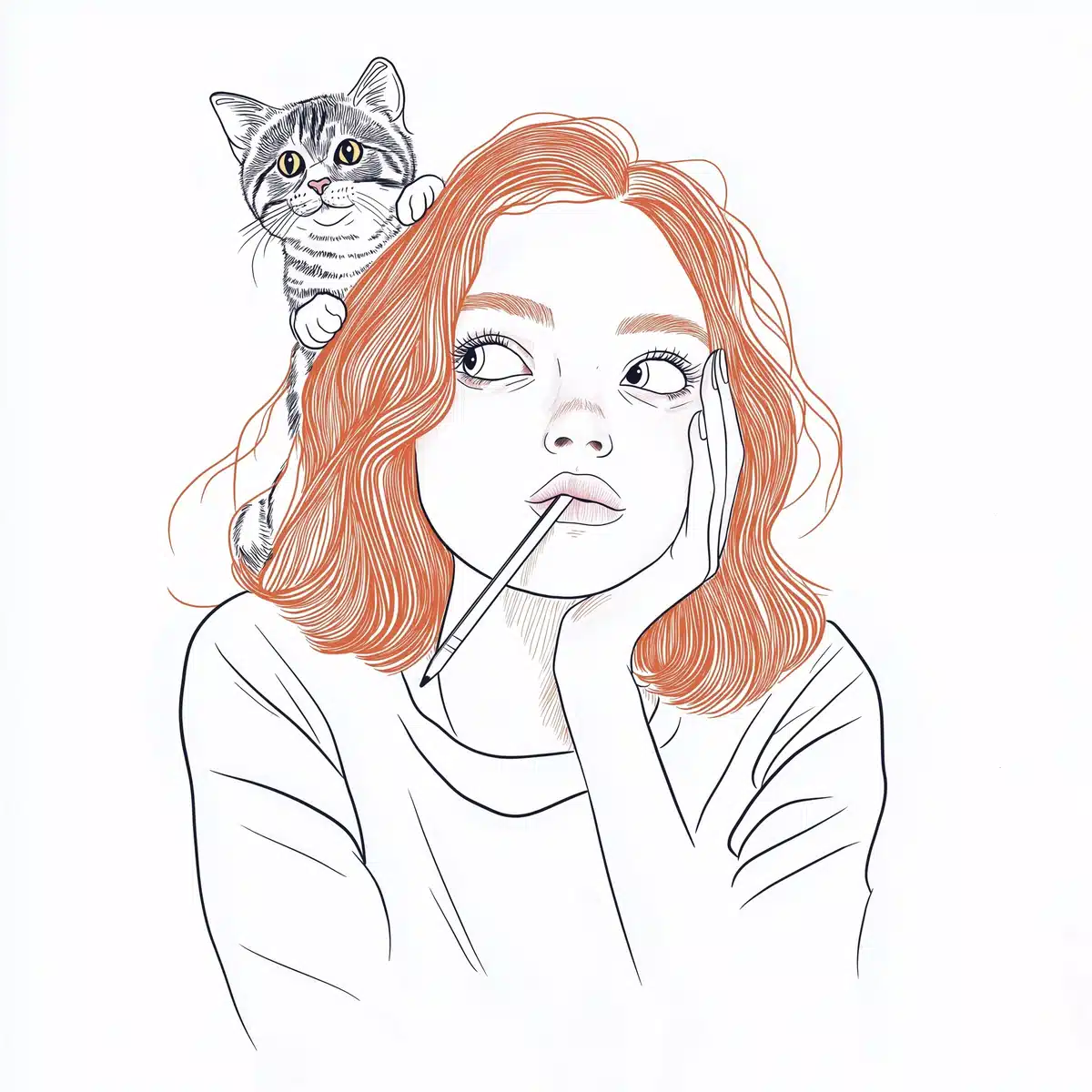 Minimalist Portrait with Cat Midjourney提示词
