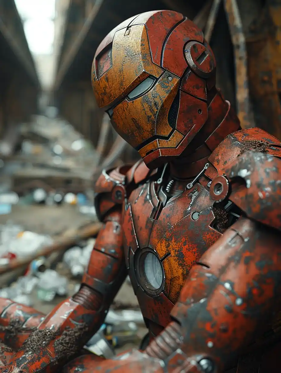 Steampunk Iron Man in Sewer Midjourney提示词