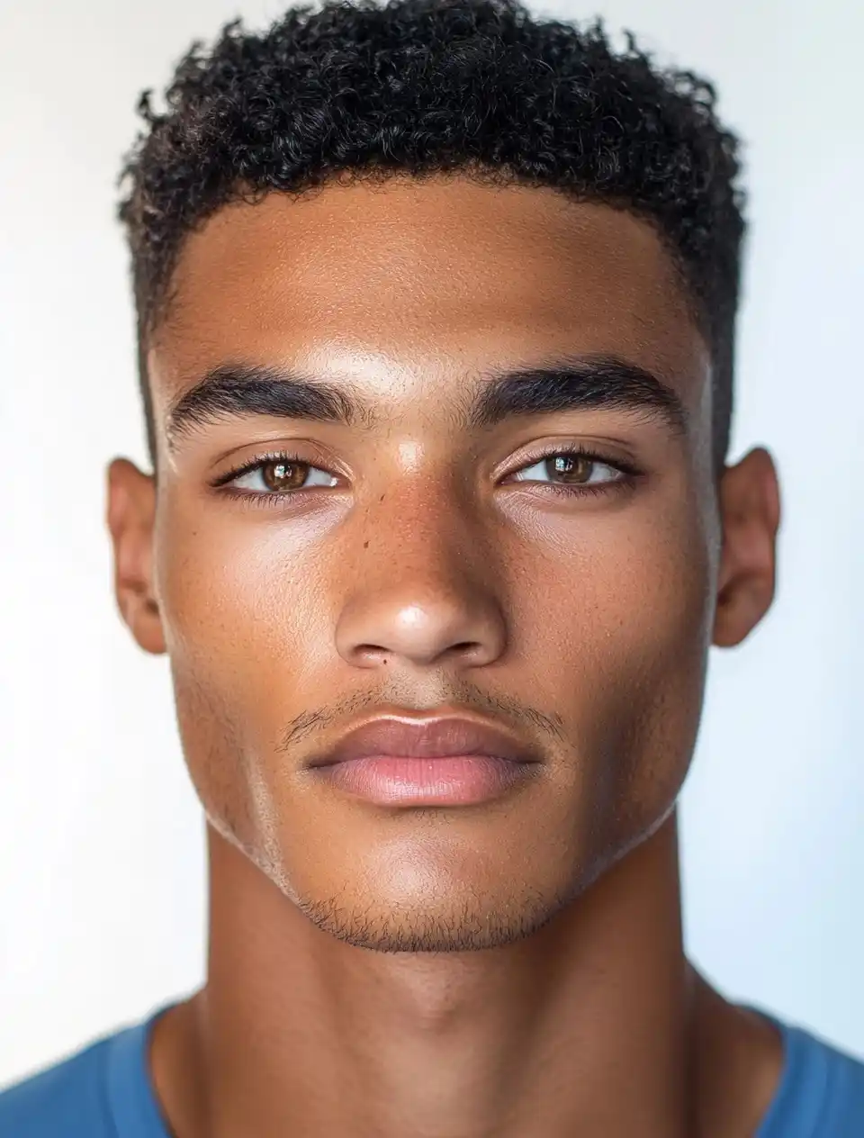 Symmetrical Male Portrait Close-Up Midjourney提示词