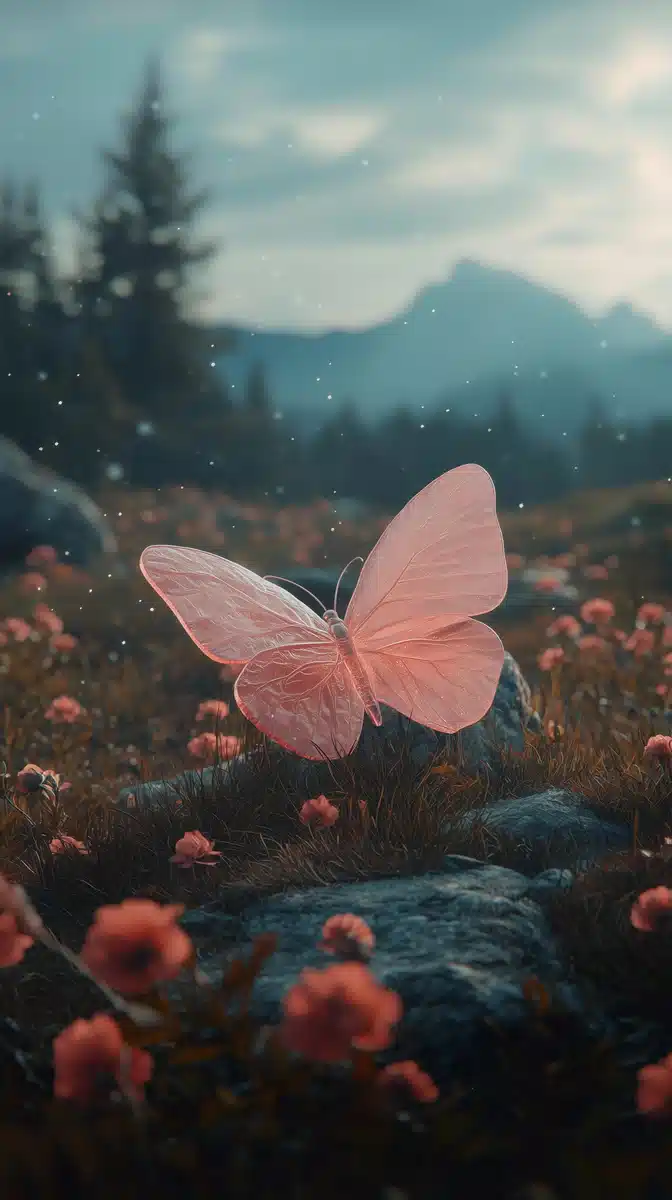 Glass Butterfly in Meadow Midjourney提示词