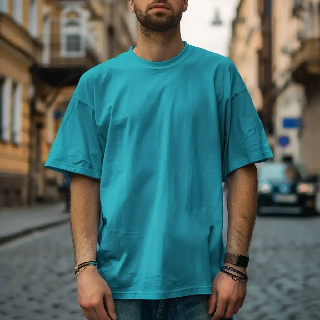 Urban Boho Blue T-Shirt Midjourney提示词