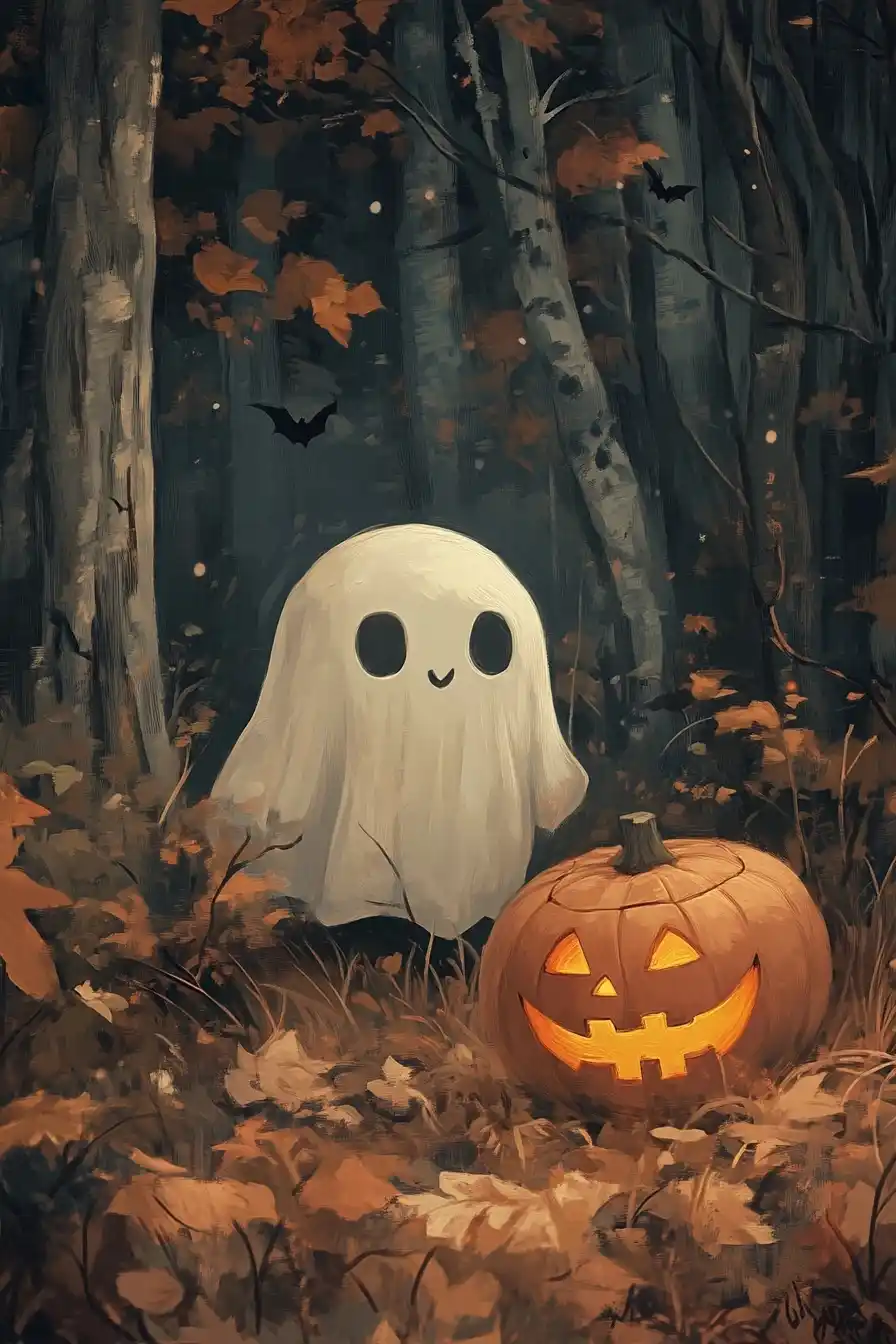 Vintage Ghost and Pumpkin Midjourney 提示词生成效果