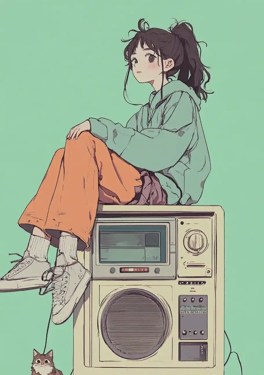 Anime Character on Radio Midjourney提示词
