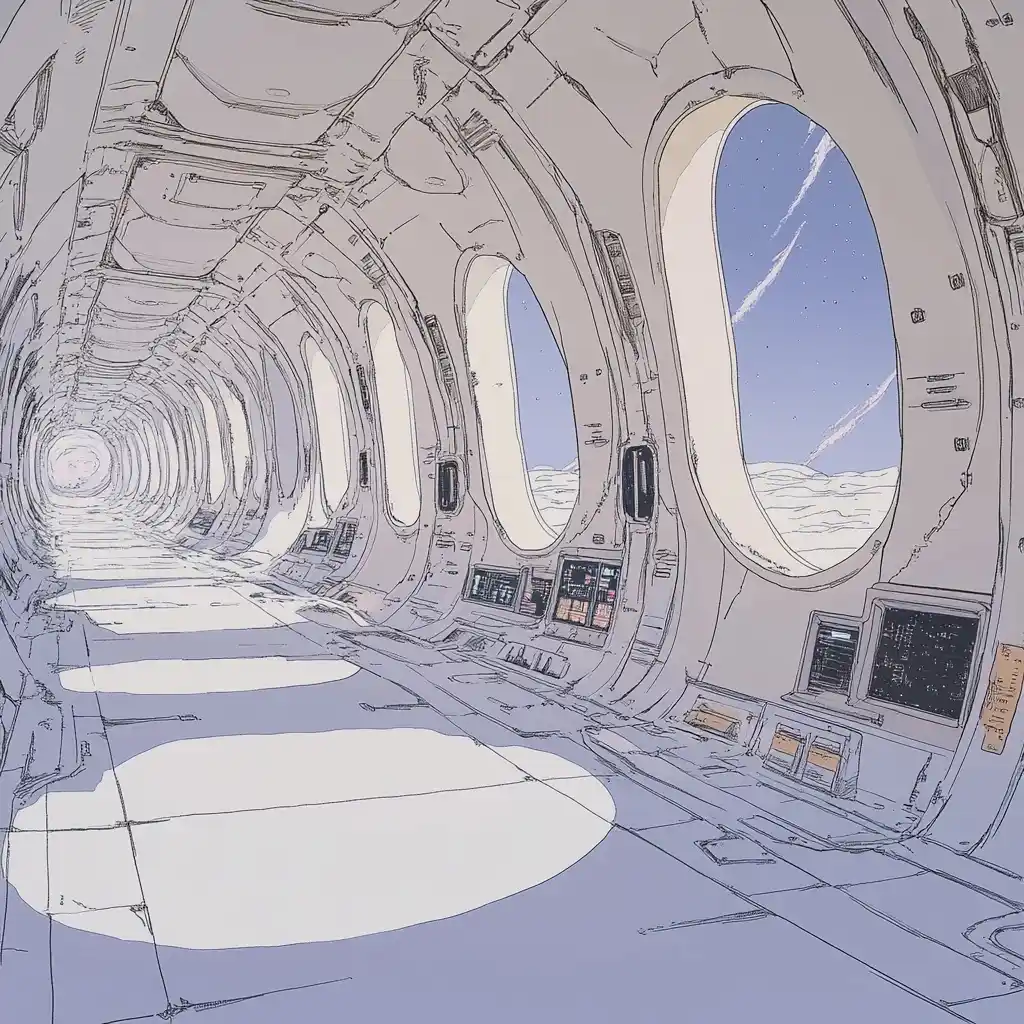 Futuristic Spaceship Interior View Midjourney提示词