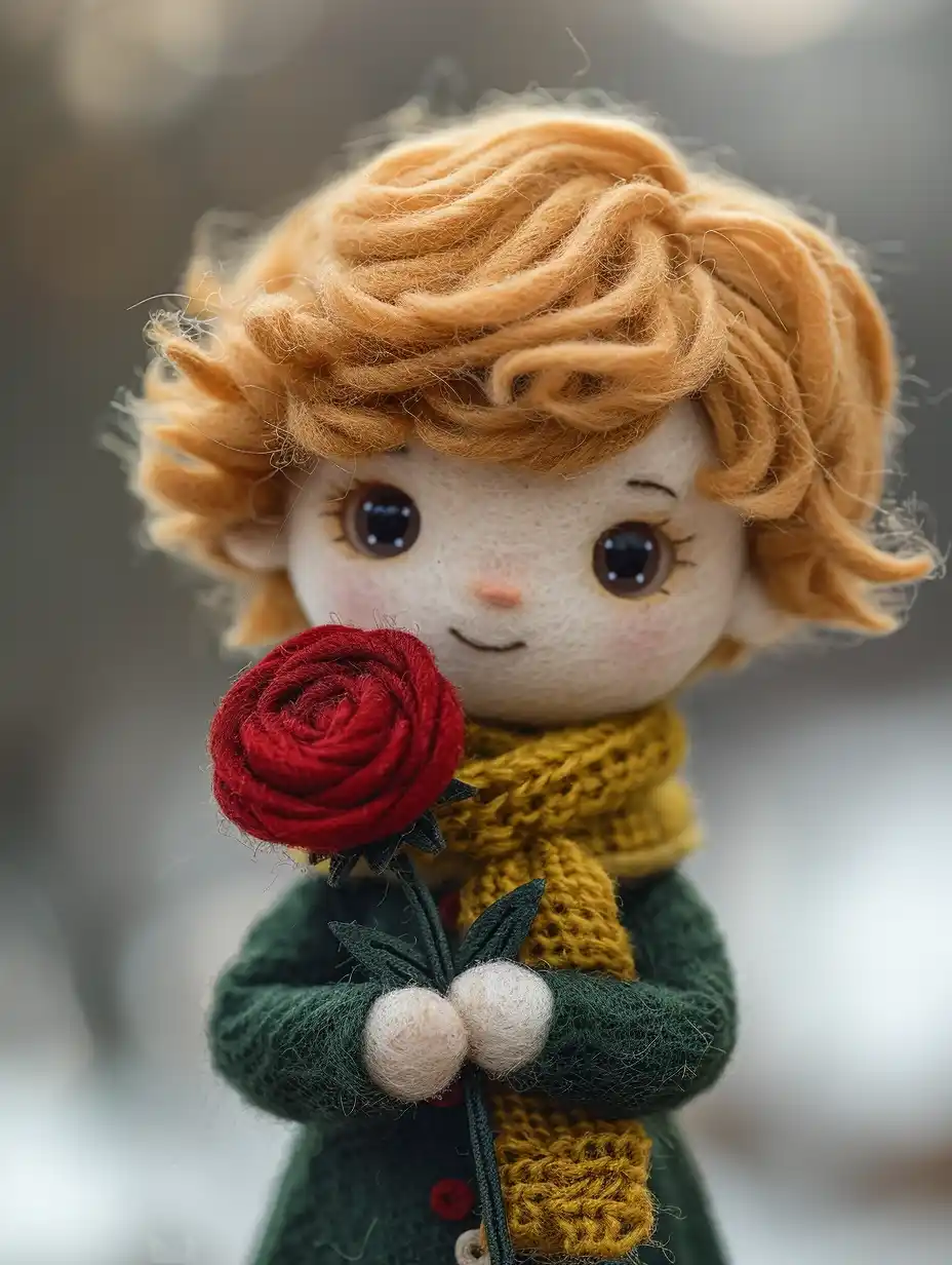 Felt Chibi Prince Midjourney提示词