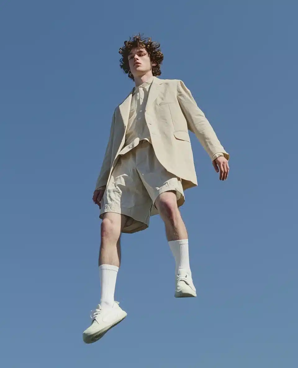Floating Man in Blazer Midjourney提示词