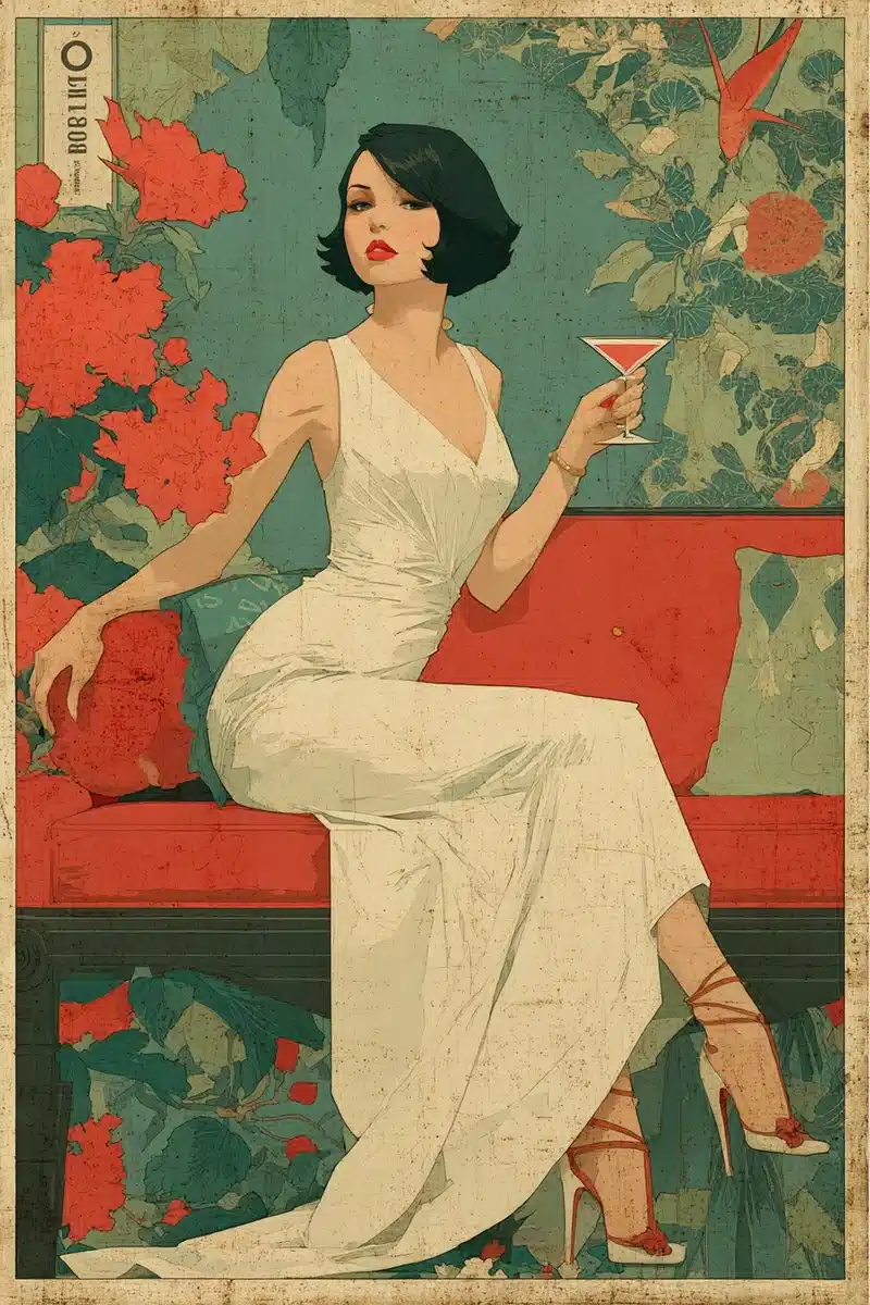 Art Deco Flapper Poster Midjourney提示词